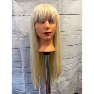 Platinum blonde straight wig with bangs  21 inch
